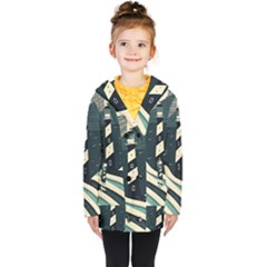Lighthouse Abstract Ocean Sea Waves Water Blue Kids  Double Breasted Button Coat by Wegoenart