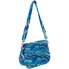 Pattern Ocean Waves Blue Nature Sea Abstract Saddle Handbag by Wegoenart