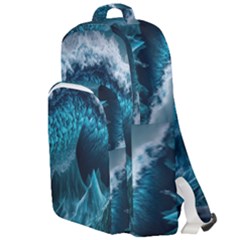 Tsunami Waves Ocean Sea Water Rough Seas Blue Double Compartment Backpack by Wegoenart