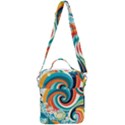 Waves Ocean Sea Abstract Whimsical Abstract Art 2 Crossbody Day Bag View3