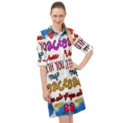 Christian Christianity Religion Long Sleeve Mini Shirt Dress by Celenk