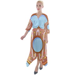 Dessert Food Donut Sweet Decor Chocolate Bread Quarter Sleeve Wrap Front Maxi Dress by Uceng