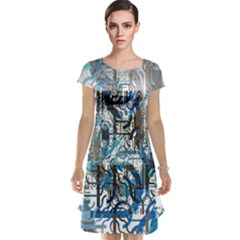 Abstract Acrylic Color Texture Watercolor Creative Cap Sleeve Nightdress by Uceng