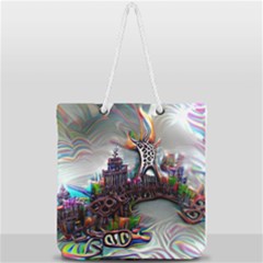 Abstract Art Psychedelic Art Experimental Full Print Rope Handle Tote (large) by Uceng
