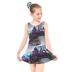 Abstract Art Psychedelic Art Experimental Kids  Skater Dress Swimsuit by Uceng