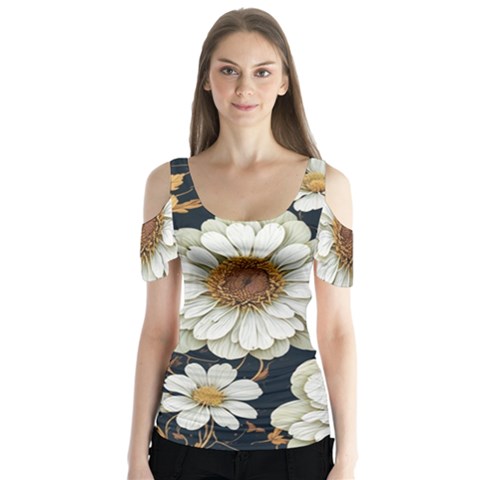 Fantasy People Mysticism Composing Fairytale Art Butterfly Sleeve Cutout Tee  by Uceng