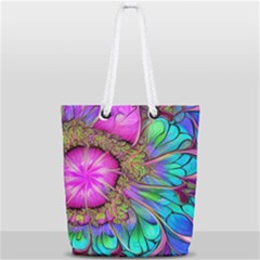 Abstract Art Psychedelic Experimental Full Print Rope Handle Tote (small) by Uceng