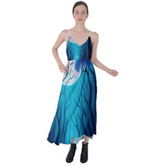 Blue Forrest Jungle,tree Trees Nature Landscape Tie Back Maxi Dress by Uceng