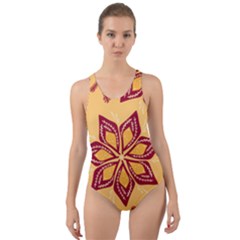 Flower Mandala Template Sketch Drawing Art Cut-out Back One Piece Swimsuit by Uceng