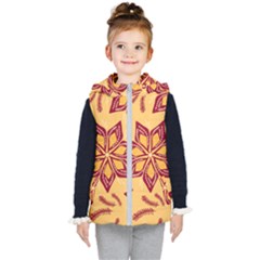 Flower Mandala Template Sketch Drawing Art Kids  Hooded Puffer Vest by Uceng