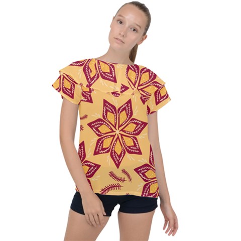 Flower Mandala Template Sketch Drawing Art Ruffle Collar Chiffon Blouse by Uceng