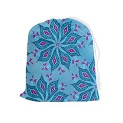 Flower Template Mandala Nature Blue Sketch Drawing Drawstring Pouch (xl) by Uceng