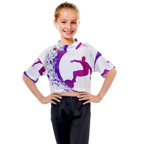 Wave Surfer Surfing Sport Athlete Water Sea Kids Mock Neck Tee by Wegoenart