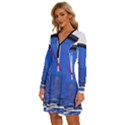 The Eleventh Hour Clock Time Catastrophe Long Sleeve Deep V Mini Dress  View2