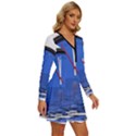 The Eleventh Hour Clock Time Catastrophe Long Sleeve Deep V Mini Dress  View3