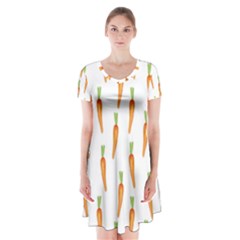 Carrot Short Sleeve V-neck Flare Dress by SychEva