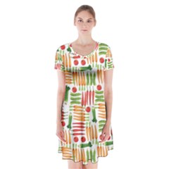 Vegetables Short Sleeve V-neck Flare Dress by SychEva
