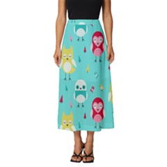 Owls Owl Bird Cute Animal Art Vector  Pattern Colorful Classic Midi Chiffon Skirt by Salman4z