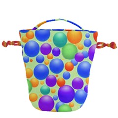 Background Pattern Design Colorful Bubbles Drawstring Bucket Bag by Ravend