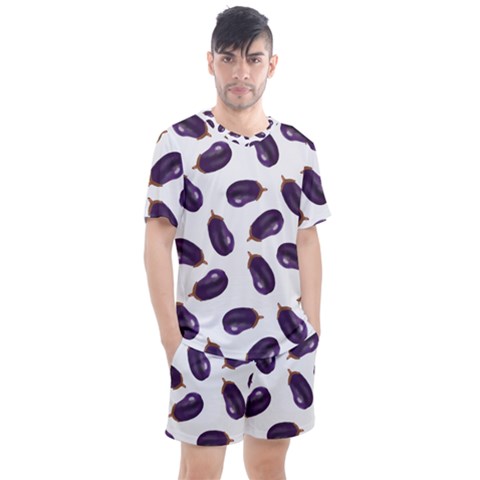 Eggplant Men s Mesh Tee And Shorts Set by SychEva