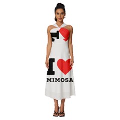I Love Mimosa Sleeveless Cross Front Cocktail Midi Chiffon Dress by ilovewhateva