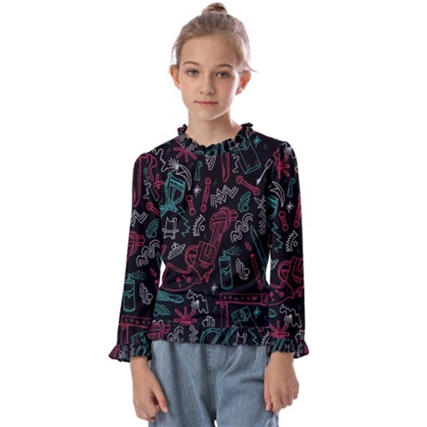 Abstract Pattern Kids  Frill Detail Tee by Salman4z