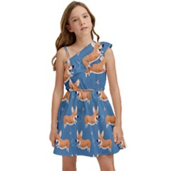 Corgi Patterns Kids  One Shoulder Party Dress by Salman4z