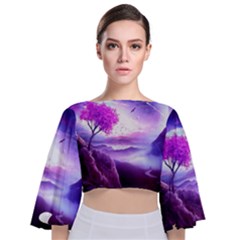Fantasy World Tie Back Butterfly Sleeve Chiffon Top by Salman4z