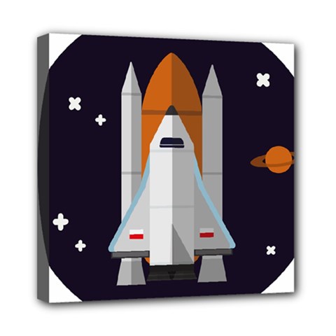Rocket Space Universe Spaceship Mini Canvas 8  X 8  (stretched) by Salman4z