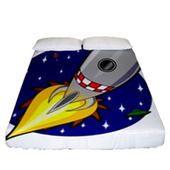 Rocket Ship Launch Vehicle Moon Fitted Sheet (queen Size) by Salman4z