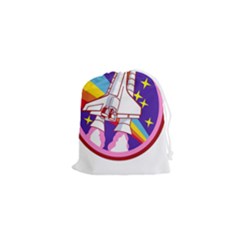 Badge Patch Pink Rainbow Rocket Drawstring Pouch (xs) by Salman4z