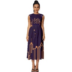 Skyscraper Town Urban Towers Sleeveless Round Neck Midi Dress by Salman4z