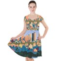 City Buildings Urban Dawn Cap Sleeve Midi Dress View1