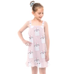 Pattern Pink Cute Sweet Fur Cats Kids  Overall Dress by Salman4z