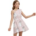 Pattern Pink Cute Sweet Fur Cats Kids  One Shoulder Party Dress View2