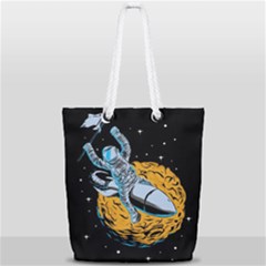 Astronaut Planet Space Science Full Print Rope Handle Tote (small) by Salman4z