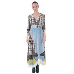 Rocket Shuttle Spaceship Science Button Up Maxi Dress by Salman4z