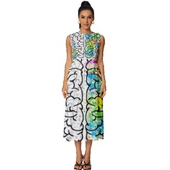 Brain Mind Psychology Idea Drawing Sleeveless Round Neck Midi Dress by Salman4z