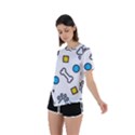 Dog Paw Seamless Pattern Footprint Bone Asymmetrical Short Sleeve Sports Tee View2