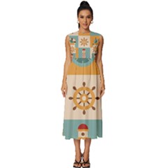 Nautical Elements Collection Sleeveless Round Neck Midi Dress by Salman4z