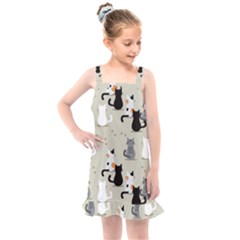 Cute Cat Seamless Pattern Kids  Overall Dress by Salman4z