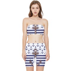 Anchor Background Design Stretch Shorts And Tube Top Set by Salman4z