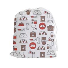 Vector Thin Line Art Vet Seamless Pattern Drawstring Pouch (2xl) by Salman4z