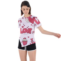 Hand Drawn Valentines Day Element Collection Asymmetrical Short Sleeve Sports Tee by Salman4z