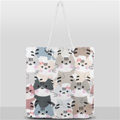 Cute Cat Couple Seamless Pattern Cartoon Full Print Rope Handle Tote (large) by Salman4z