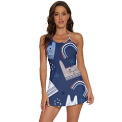 Colorful Cute Cat Seamless Pattern 2-in-1 Flare Activity Dress by Salman4z
