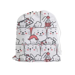 Cute Cat Chef Cooking Seamless Pattern Cartoon Drawstring Pouch (xl) by Salman4z