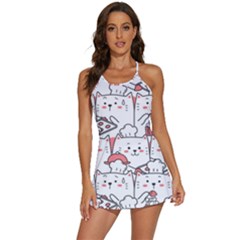 Cute Cat Chef Cooking Seamless Pattern Cartoon 2-in-1 Flare Activity Dress by Salman4z