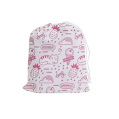 Cute-girly-seamless-pattern Drawstring Pouch (large) by Salman4z