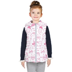 Cute-girly-seamless-pattern Kids  Hooded Puffer Vest by Salman4z